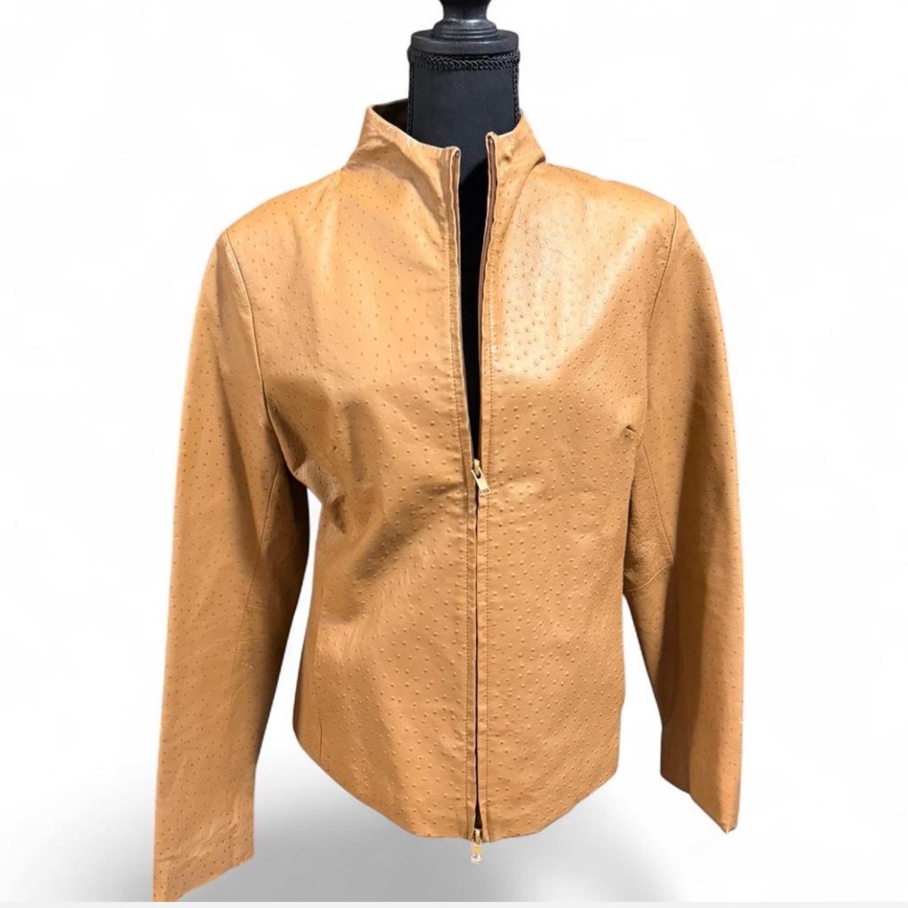 Express World Brand OstrichStyle Leather Jacket